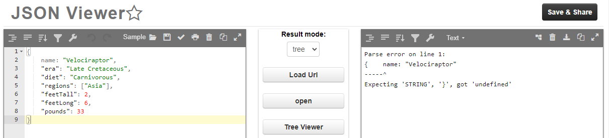 JSON viewer screenshot